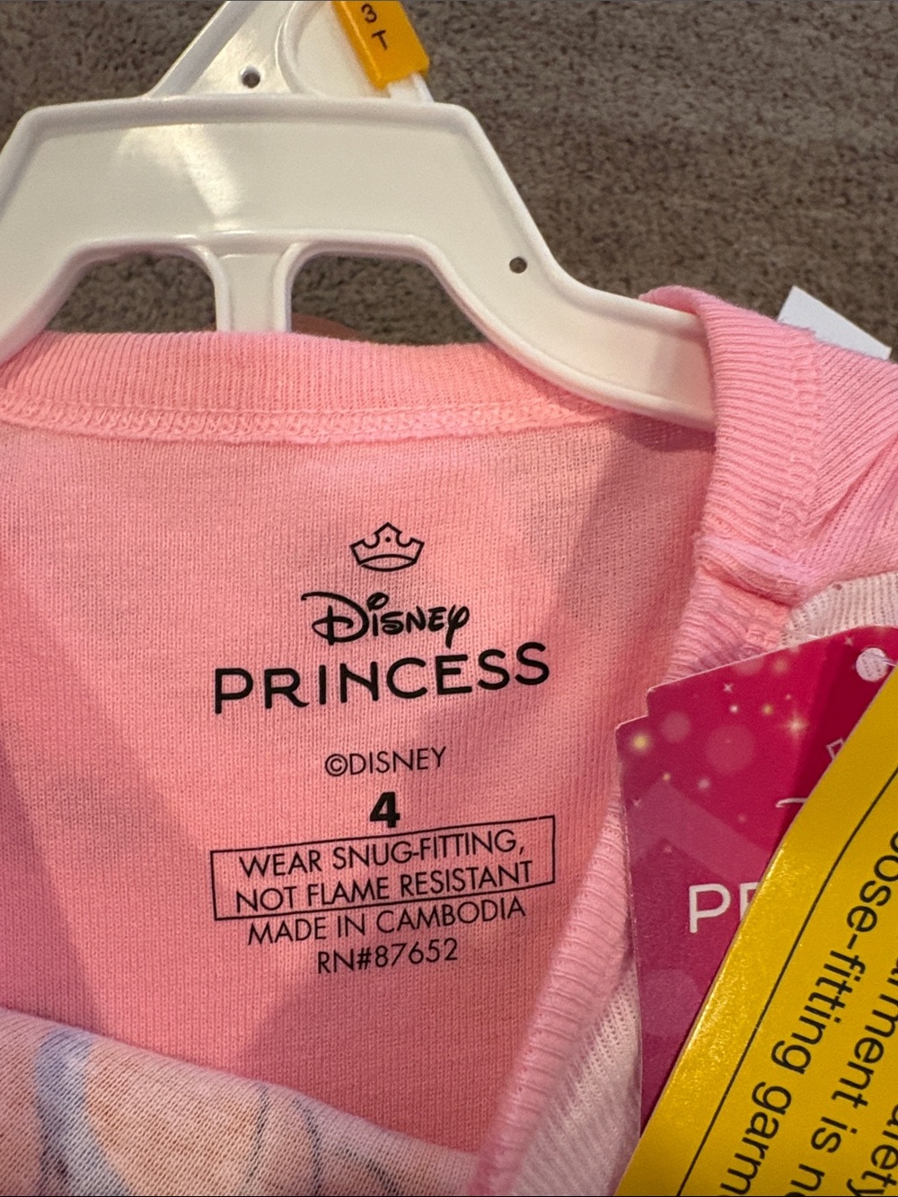 100 percent cotton Disney Pink Princess Character Pajama Set - Picture 5 of 6